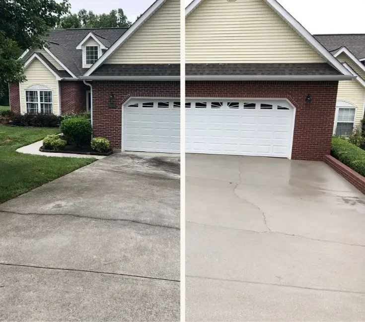 Driveway and concrete cleaning before and after
