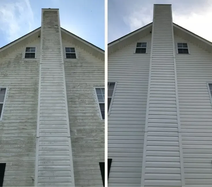 Siding soft wash before and after